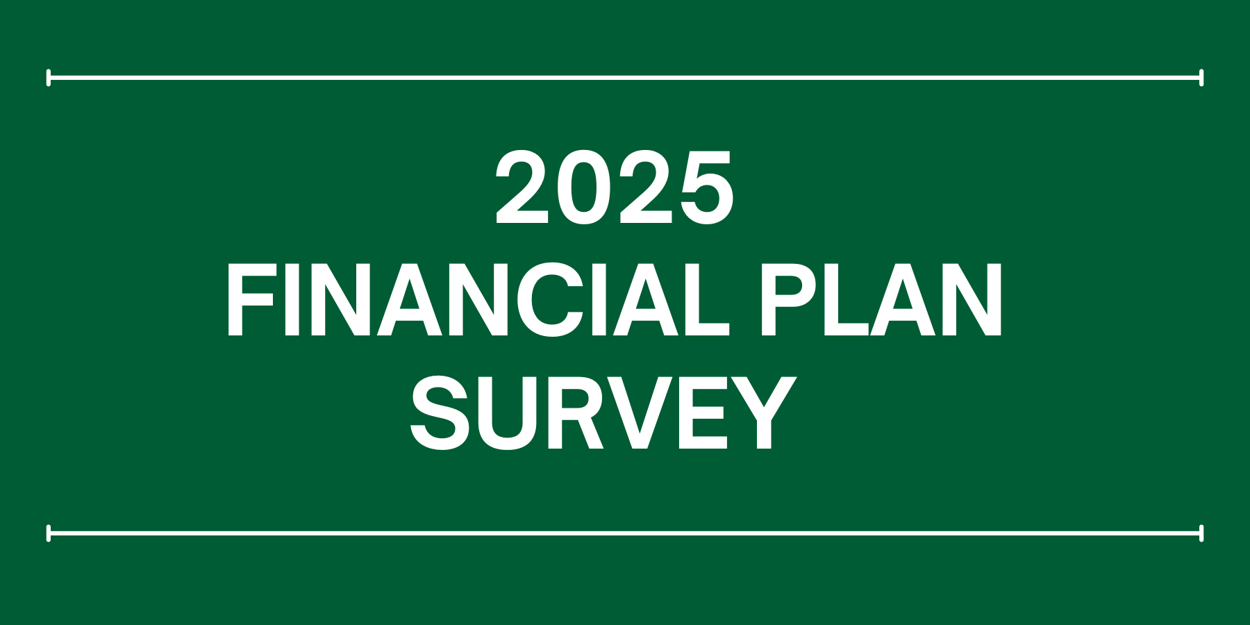 The words "2025 Financial Plan Survey" in white against a green background.